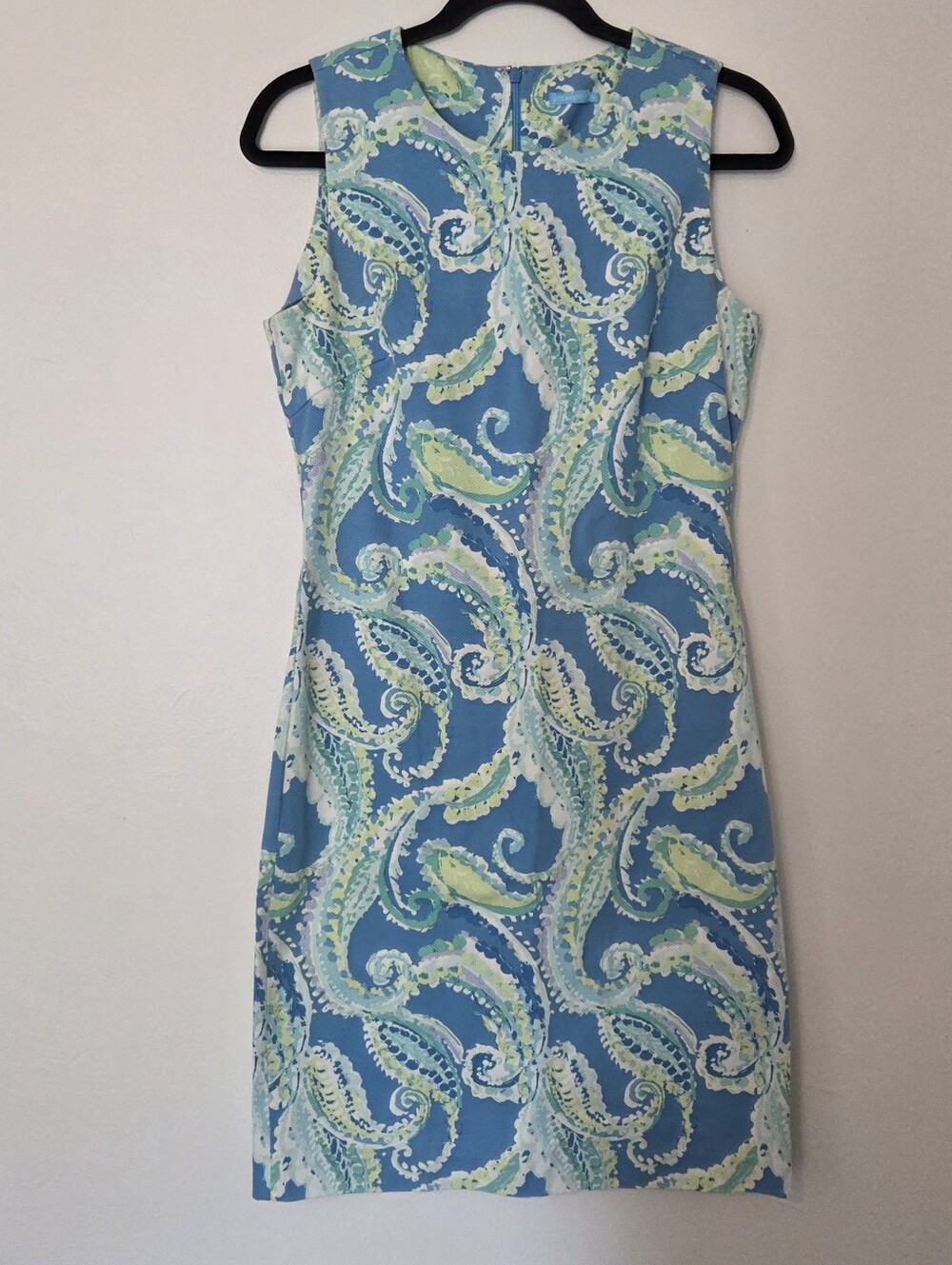 J. Mclaughlin Sleeveless Blue Paisley Print Shift Dress Size 4 - Picture 2 of 9